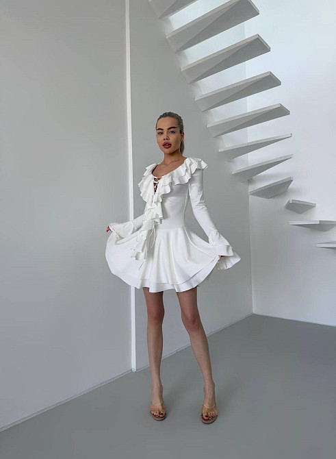 Жіноча романтична сукня в стилі міні з воланами мікродайвінг Одеса - фото 10