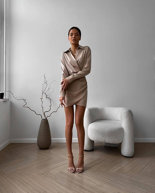 Жіноче привабливе елегантне коротке плаття double Шовк Армані Бежевий, 42/44 Одеса - фото 10