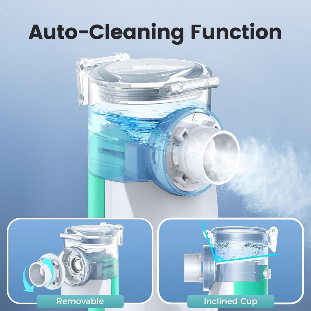 Портативний інгалятор, акумуляторний ультразвуковий небулайзер для дітей і дорослих з USB-C зарядкою, бірюзовий Київ - фото 4