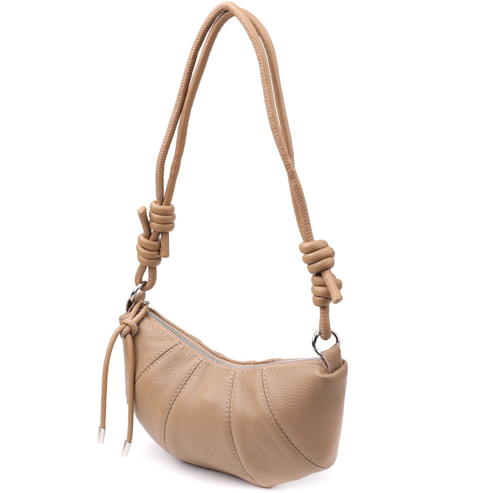 Стильна жіноча напівкругла сумка з натуральної шкіри Vintage 22933 Бежевий Київ - фото 1