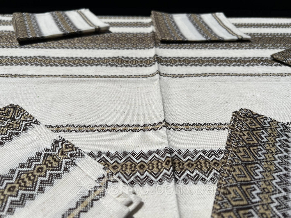 Вишита скатертина з серветками кавова Київ - фото 5