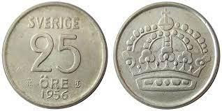 Швеція 25 ере 1956 рік (срібло) Полтава - фото 1