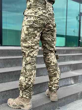 Військові чоловічі посилені штани з наколінниками піксель, польові штани ріп стоп для ЗСУ весна літо осінь Львів