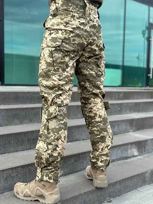 Військові чоловічі посилені штани з наколінниками піксель, польові штани ріп стоп для ЗСУ весна літо осінь Львів - фото 5