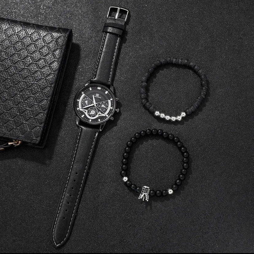 Подарочный набор для мужчин: наручные часы с 2 ориг. браслет - диам 4,1см, длин 24см, шир рем 2см, без коробки Киев - изображение 3