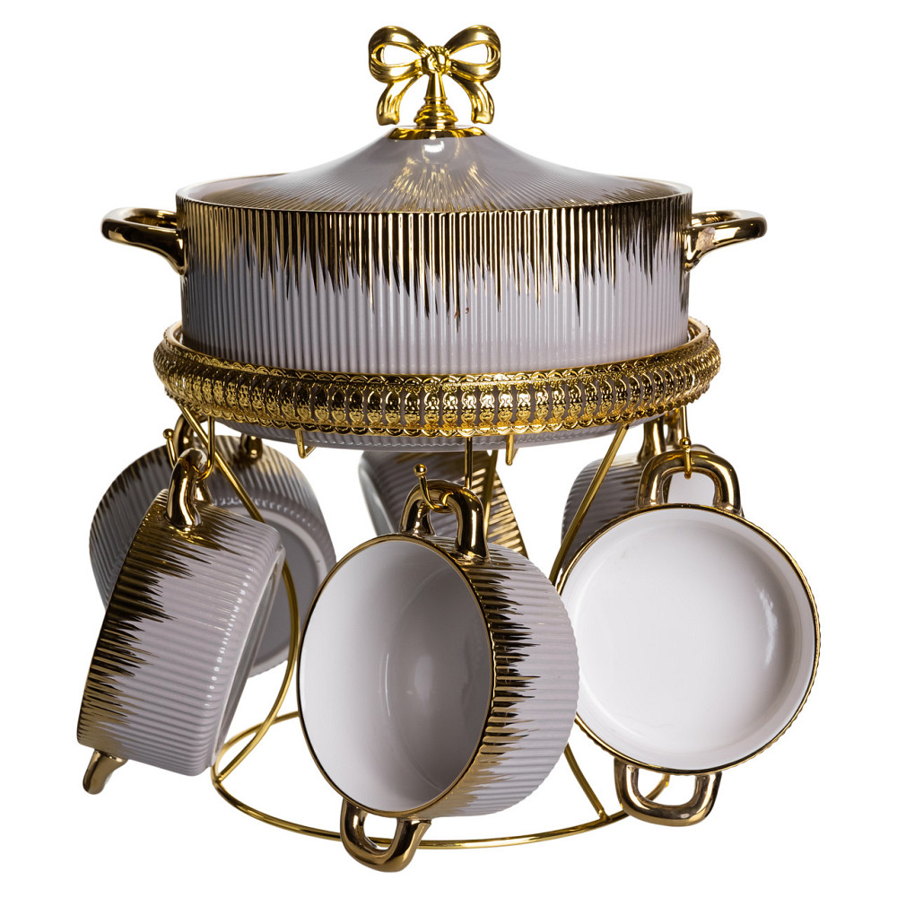 Суповий сервіз на 6 персон супниця 2 (л) на підставці з бульйонницями 400 (мл) тарілки для супу Коломия - фото 5