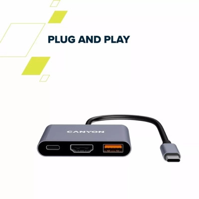 Концентратор Canyon hub DS-4 3in1 USB-C Grey (CNS-TDS4) Вінниця - фото 7