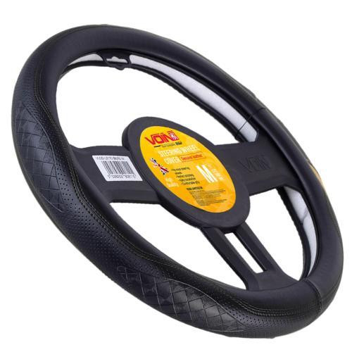 Чохол на кермо VLOD-L2170 BK M чорний шкіряний, один шов, без отворів Харків - фото 3