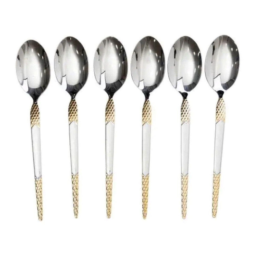 Столовые ложки из нержавеющей стали, 6 штук, серебро с золотом Киев - изображение 3
