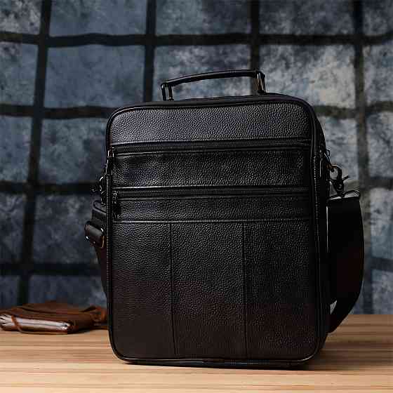 Чоловіча сумка з ручкою для перенесення в руці з натуральної шкіри Vintage 23026 Чорний Київ