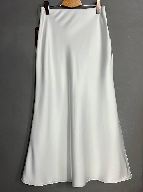 Спідниця жіноча Gritana 230 атласна королівський шовк з розрізом на резинці біла, білий, XL Київ - фото 12