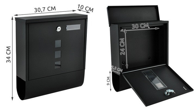 Почтовый ящик с тубусом для газет и листовок + 2 ключа Malatec (6244) Black Нововолынск - изображение 9
