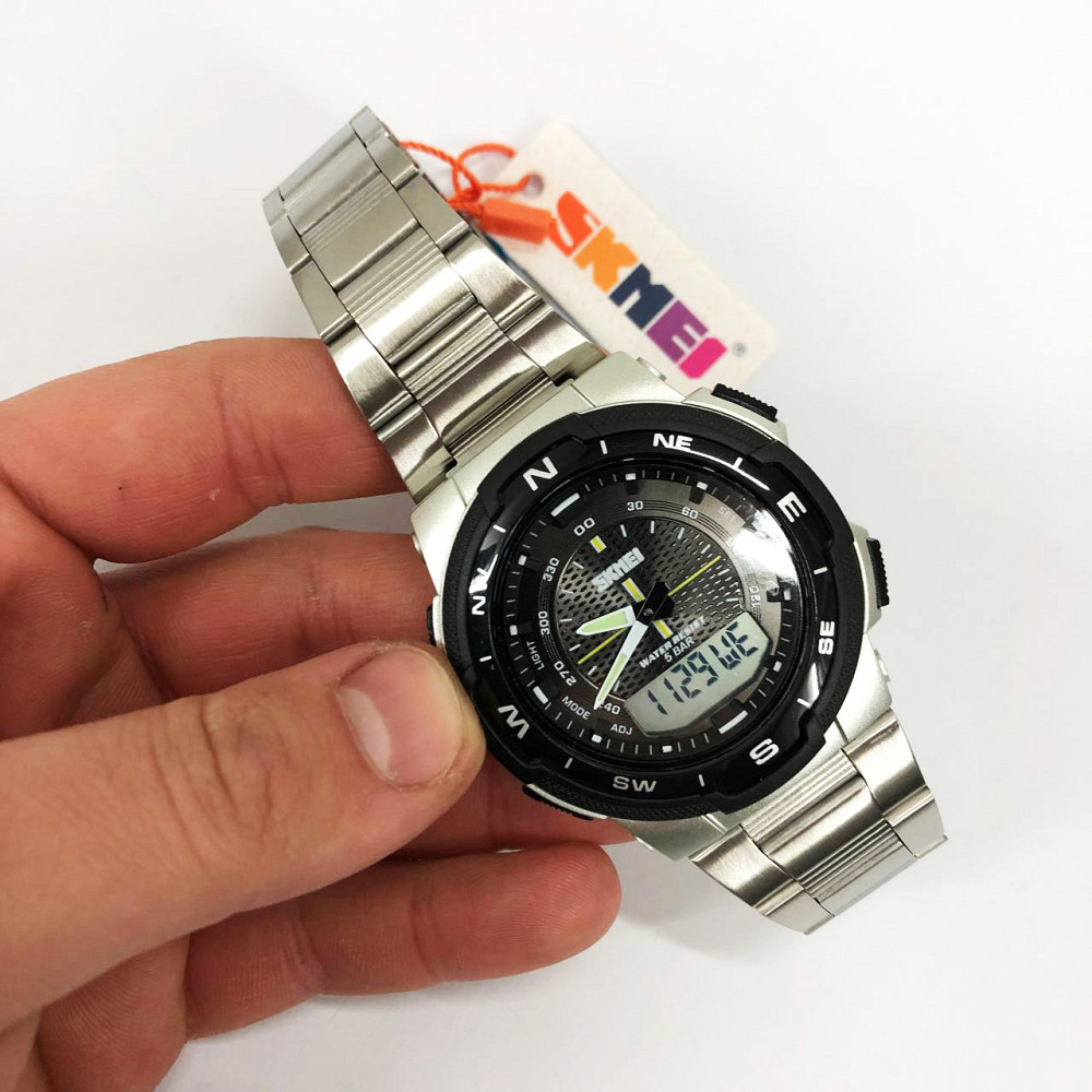 Часы спортивные армейские SKMEI 1370SI, Тактические военные часы для ЗСУ Хорошие наручные мужские BU-71 Львов - изображение 1