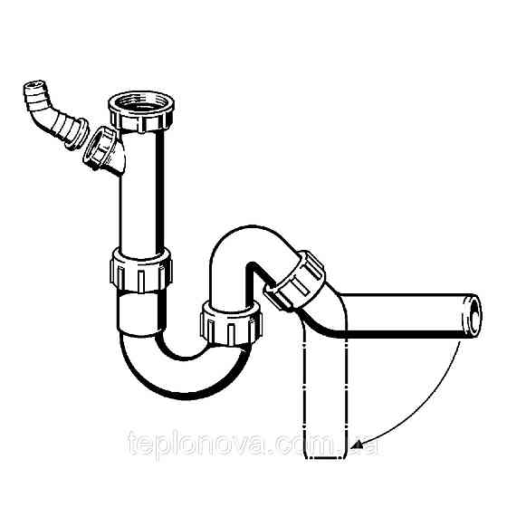 Сифон для раковины VIEGA 1 1/2″х40 с отводом,  45° пластик белый трубный б/г 101800 Черновцы
