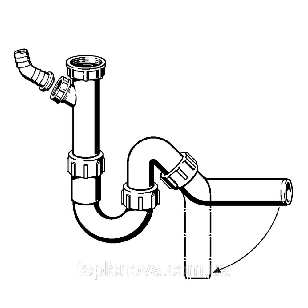 Сифон для раковины VIEGA 1 1/2″х40 с отводом,  45° пластик белый трубный б/г 101800 Черновцы - изображение 3