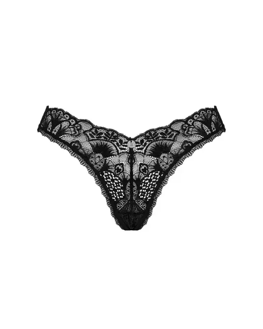Мереживні стрінги Obsessive Donna Dream thong XL/2XL Black, низька посадка Львов - изображение 3