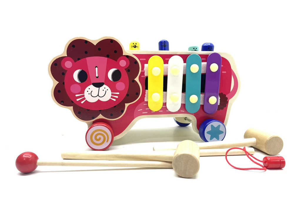 Ігровий центр 4FUN Game Club Wood ксилофон магнітна рибалка стукачка шестерні Лев Червоний (55202) Чернігів - фото 1