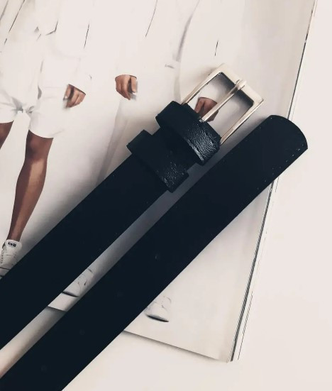 Жіночий ремінець чорний з екожі, довжина 109см, ширина 3см Київ - фото 2