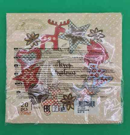 Двухслойная новогодняя салфетка (ЗЗхЗЗ, 20шт)  La FleurНГ Фетровый декор(009) (1 пачка) Харьков