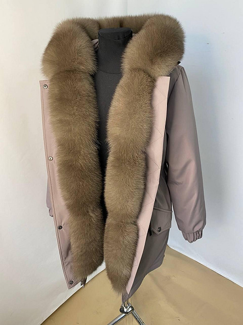 Парка женская с мехом песца под Соболь Пудровый р56 75 см Харьков - изображение 7