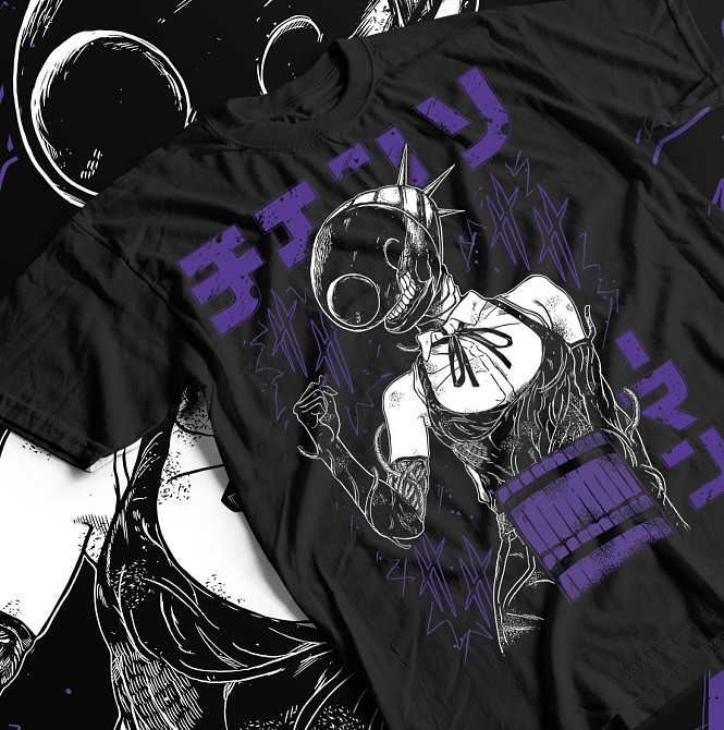 Футболка для хлопчика з аніме принтом Людина-бензопила оверсайз (зріст від 165 до 180) Чорний AnimeJ0063m Дніпро - фото 1