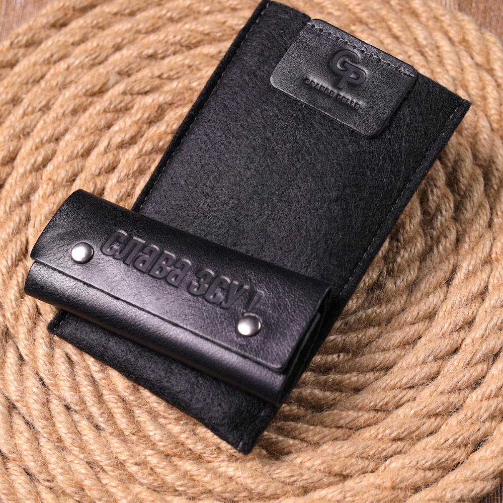 Оригинальная ключница в глянцевой коже Черная (GRANDE PELLE) Киев - изображение 4