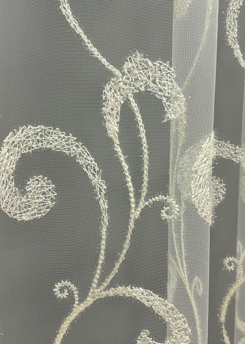 Тюль фатин с вышивкой и люрексом цвет молочный 1684т Киев - изображение 5