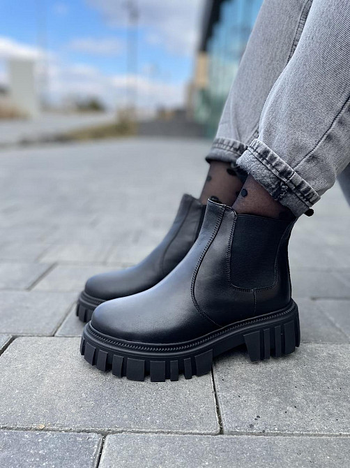 Жіночі черевики M.KRAFT чорні натуральна шкіра весна-осінь висота 12см підошва 3/5см (2033/2) Коломия - фото 3