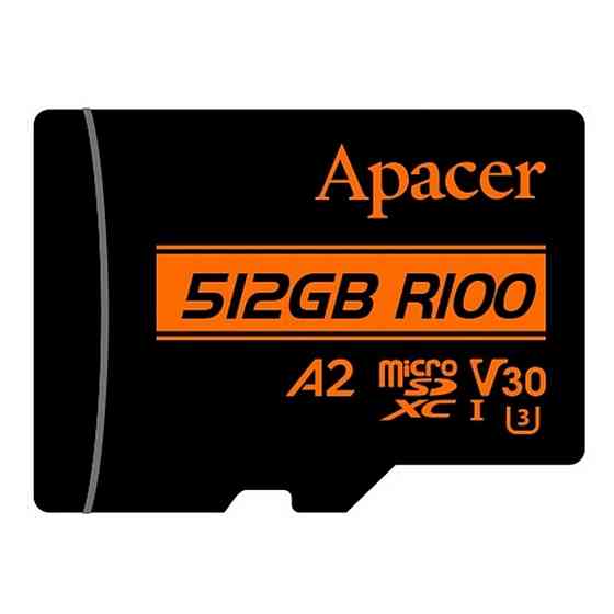 microSDXC (UHS-1 U3) Apacer A2 512Gb class 10 V30 (R100MB/s, W80MB/s) (adapter SD) Київ