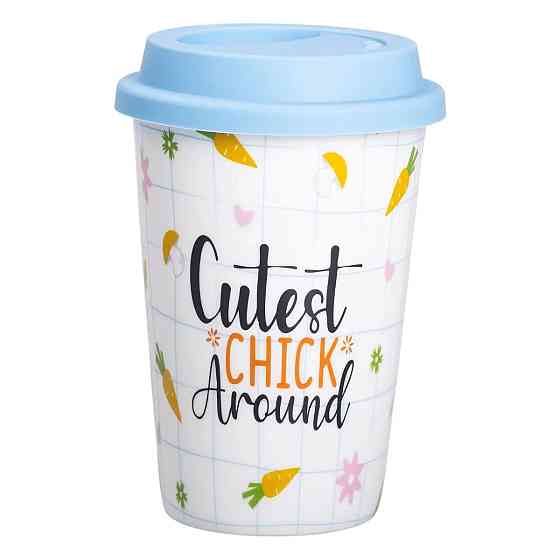 Liling Rongxiang Ceramic порцелянаовий стакан із силіконовою кришкою та отвором для трубочки 42 Коломыя