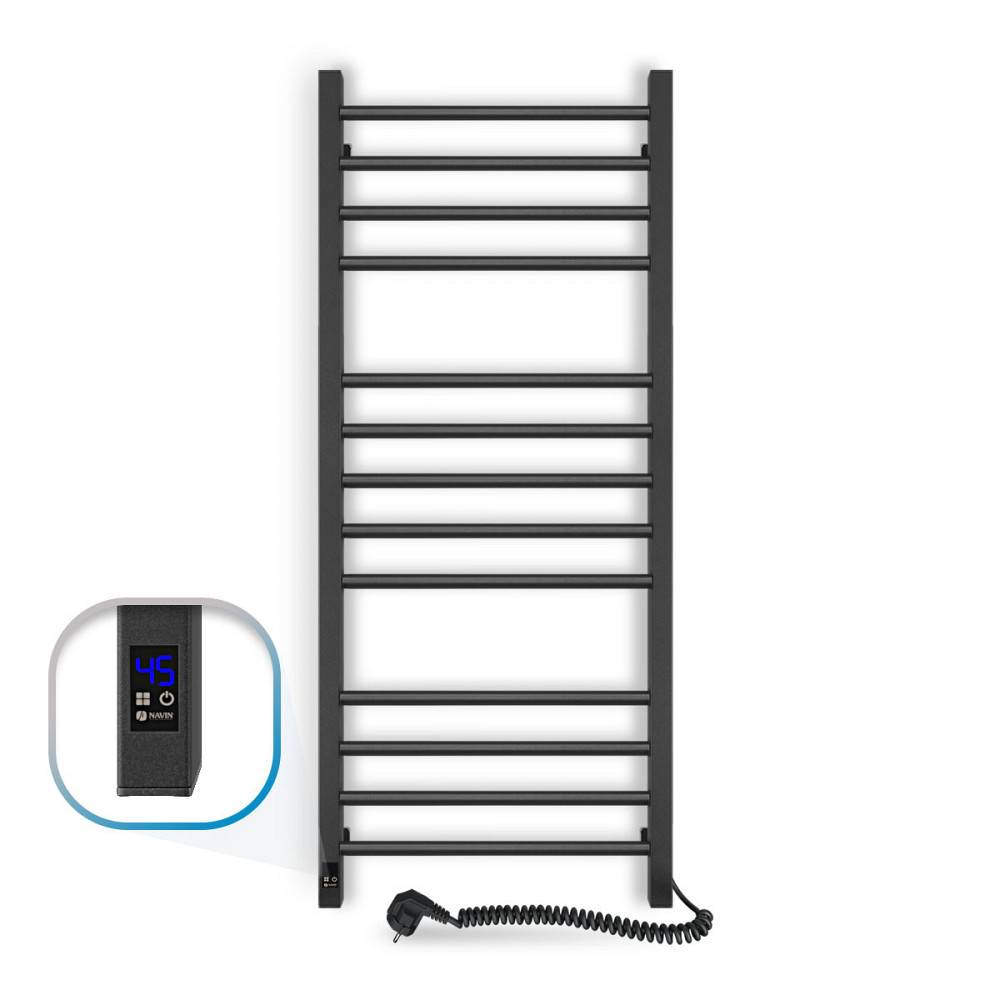 Рушникосушка електрична Navin Класик Квадро 500х1200 Sensor з таймером, чорна (12-216053-5012) Київ - фото 1