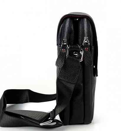 Чорна шкіряна чоловіча сумка на плече Tiding Bag M1254A Київ