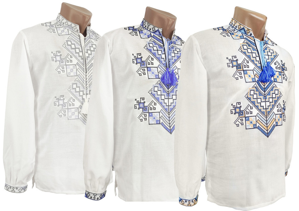 Мужская вышиванка на длинный рукав с орнаментом Дерево жизни желтая нить Киев - изображение 3