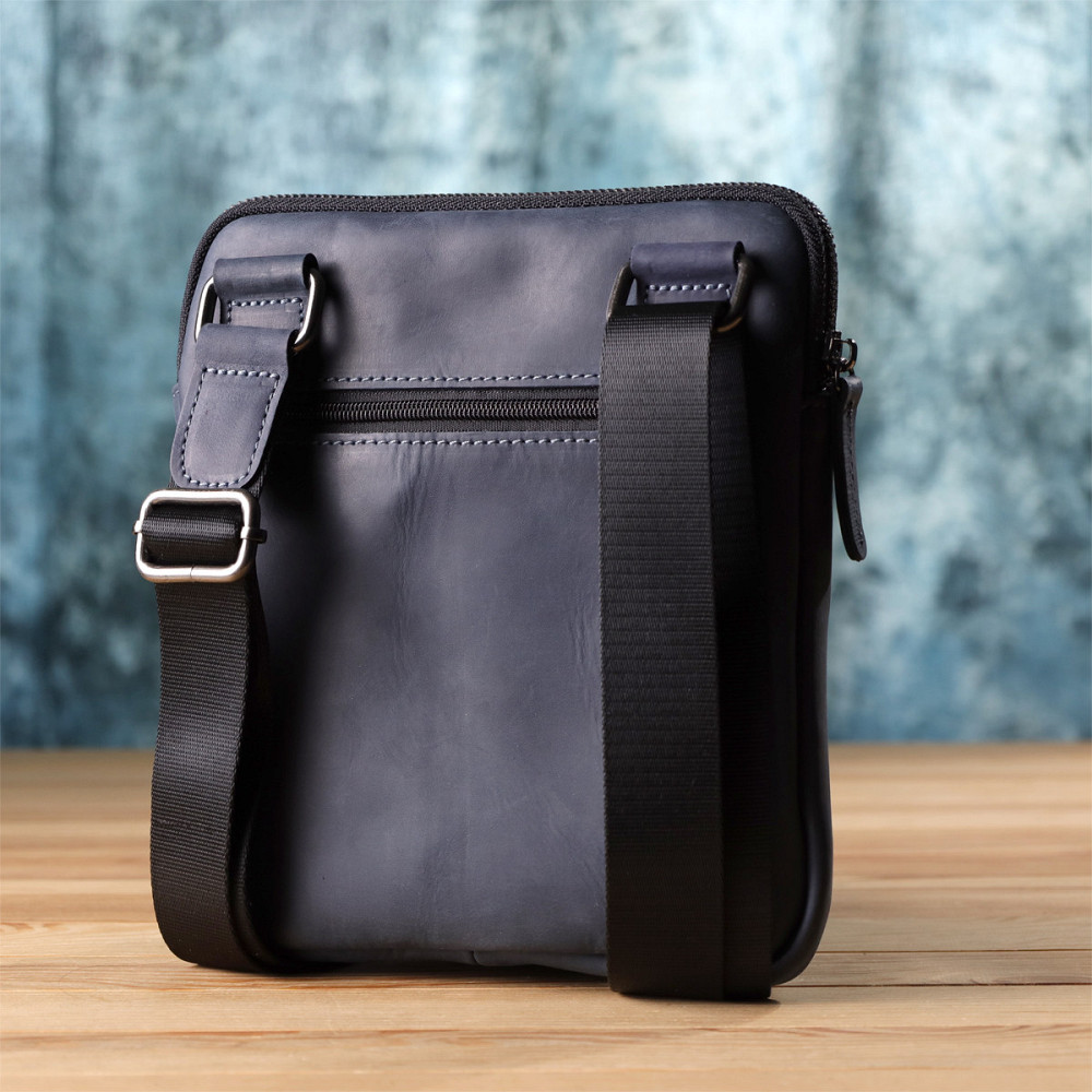 Сумка невеликого розміру для чоловіків на плече з натуральної шкіри Shvigel 23148 ​​Синій Київ - фото 10