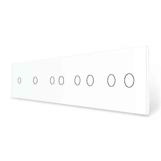 Рамка 5-постова для двох 1-сенсорних та трьох 2-сенсорних вимикачів (1-1-2-2-2) LIVOLO, загартоване скло, біла, 365×80 мм (VL-P701/01/02/02/02-10W) Коломия