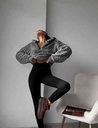 Стильный женский теплый костюм двойка Тедды,рубчик плотный с начесом Серый, 42/44 Одесса