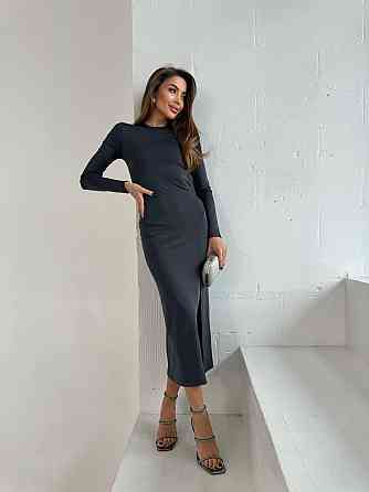 Женское элегантное праздничное миди-платье микродайвинг Графит, 46/48 Одесса