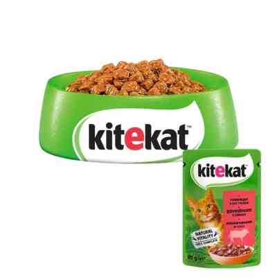 Влажный корм для кошек Kitekat с говядиной в соусе 85 г (5900951307379) Винница