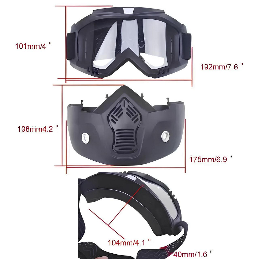 Мотоциклетна маска-окуляри RESTEQ затемнена — захисна маска-трансформер для мотоцикла, велосипеда, квадроцикла, лиж і сноуборду Київ - фото 8