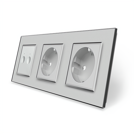 LIVOLO Сенсорний вимикач Sense 2 сенсора 2 розетки Livolo сірий скло (VL-C7FC2/FCTC16A/FCTC16A- Коломия