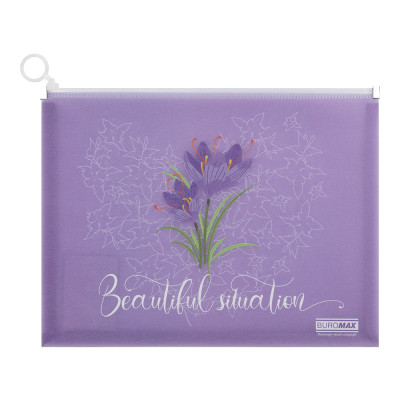 Папка - конверт Buromax на zip-молнии А4 матовый полупрозрачный пластик, ARABESKI, фиолетовый (BM.3975-07) Винница - изображение 1