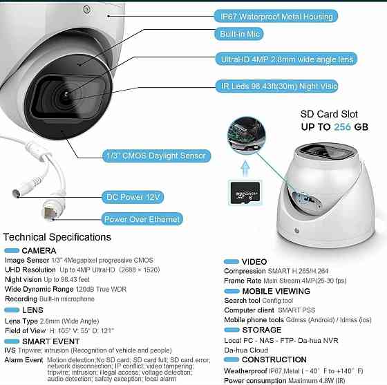 IP камера 4мп Vikylin VD-2T 41-AS-G2 ( Metal,POE,SD slot,Dahua) Харків