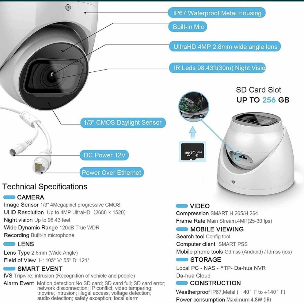 IP камера 4мп Vikylin VD-2T 41-AS-G2 ( Metal,POE,SD slot,Dahua) Харків - фото 4