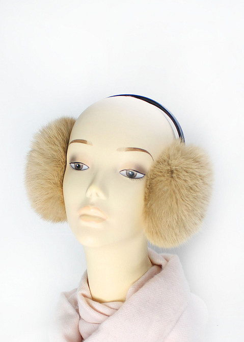 Наушники меховые взрослые из кролика Бежевый Харьков - изображение 1