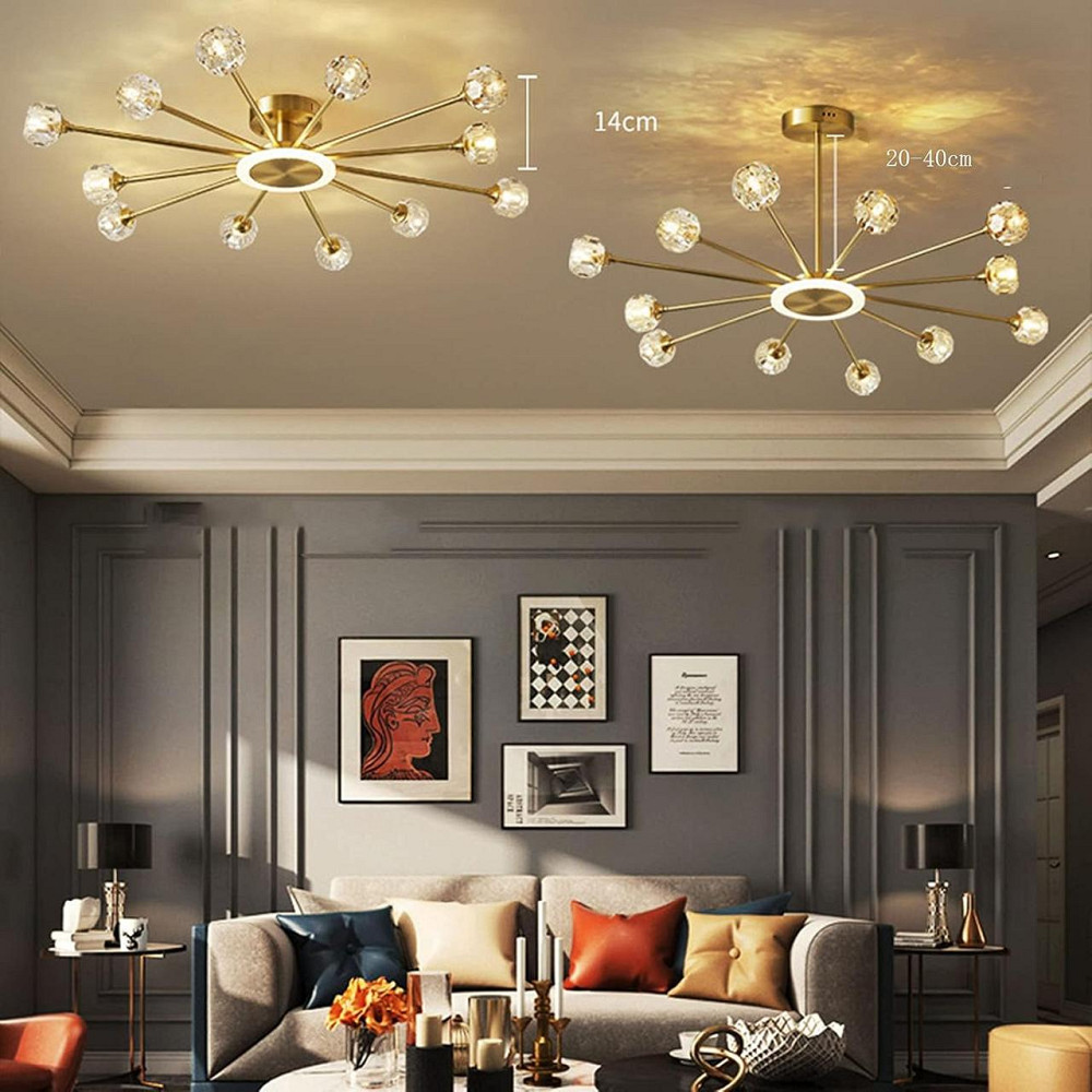 Світлодіодна люстра Луч 8810-С (Золотиста) на 12+1 плафонів Київ - фото 4