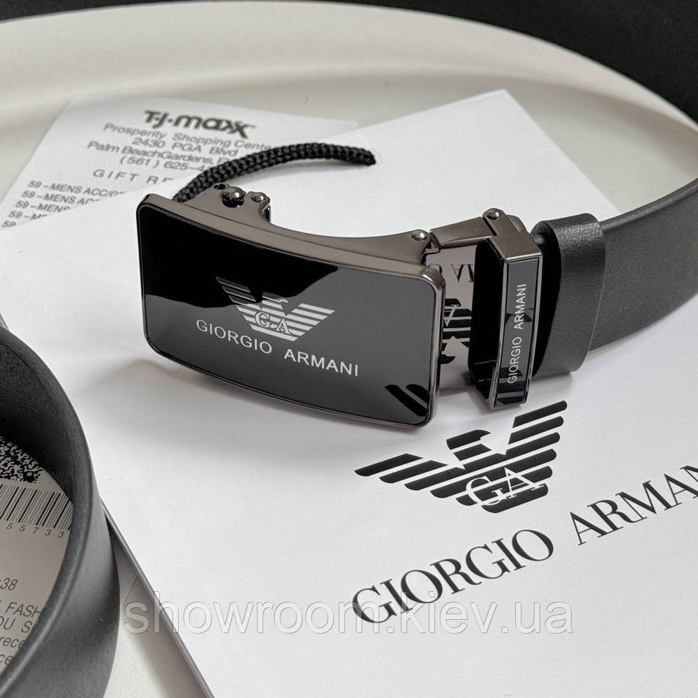 Чоловічий шкіряний ремінь із пряжкою автомат (311) чорний Київ - фото 1