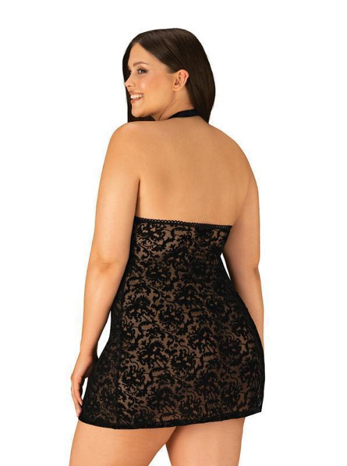 Рубашка з трусиками Obsessive Softily chemise 2XL/3XL Чорний Sex Aura Київ - фото 2