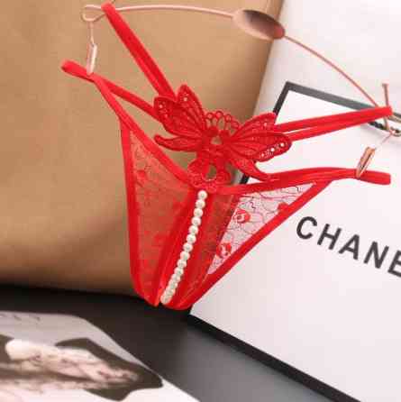 Трусики з бусинками та метеликами червоні - розмір універсальний (на резинці), 15% нейлон, 85% поліестер Київ