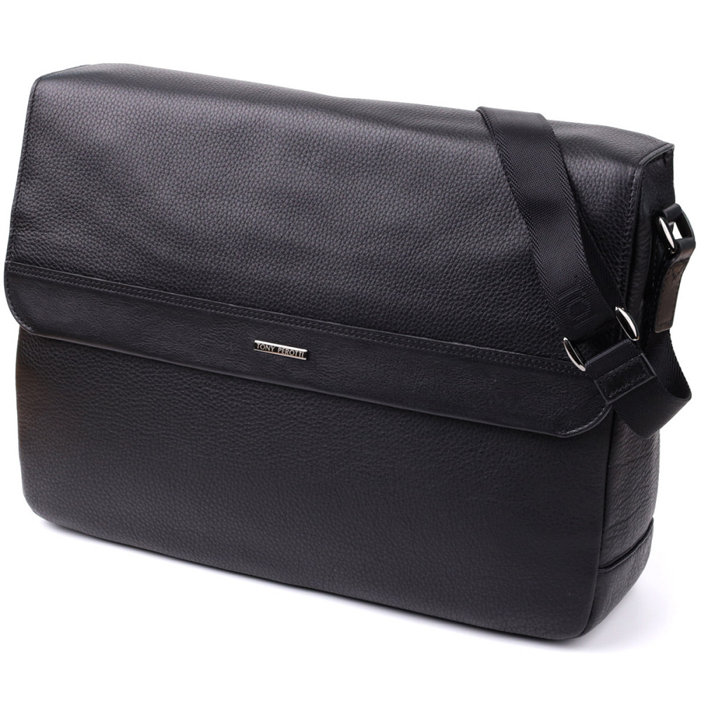 Мужская сумка-портфель для ноутбука из зернистой натуральной кожи Tony Perotti 20864_1 (6036-38 nero) Черный Киев - изображение 1