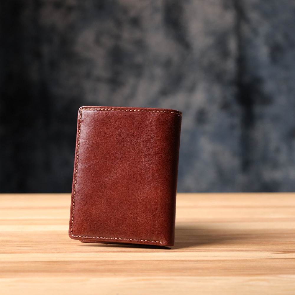 Гаманець для чоловіків з глянсової натуральної шкіри Tony Perotti 20897_1 (3549 moro) Коричневий Київ - фото 9